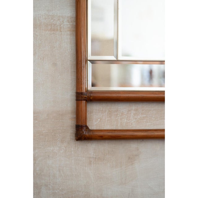 Bamboo and Beveled Glass Mirror, 1970s For Sale - Image 4 of 5