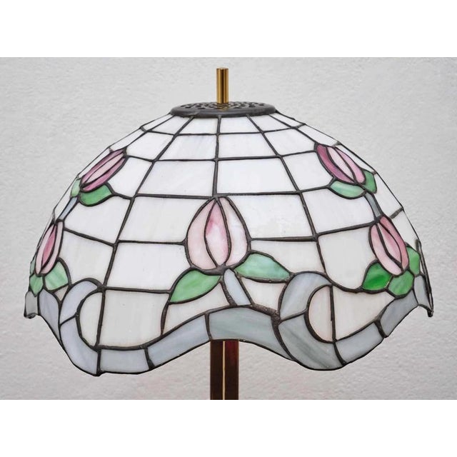 Vintage Brass Lamp with Tiffany Shade For Sale - Image 3 of 8