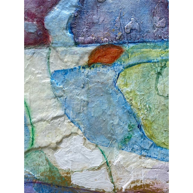 Baby Blue "Burst of Joy" Original Modern Abstract Colorful Mixed Media Painting by Artist Sonia Gold For Sale - Image 8 of 13