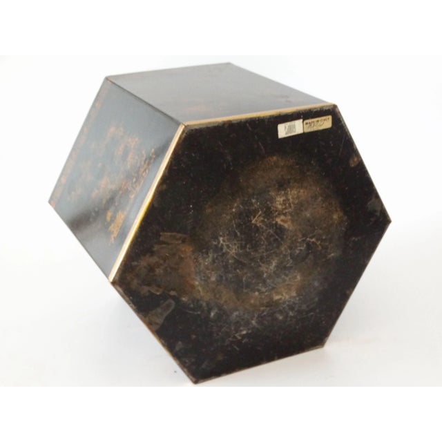 Large Italian Regency Style Toleware Jardinieres W/ Preserved Boxwood, a Pair For Sale - Image 12 of 15