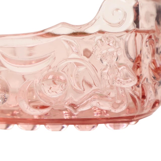 French Pink Depression Glass Jardinière Bowl with Cherubs and Birds For Sale - Image 10 of 18