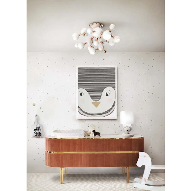 Metal Ceiling Light In Black With Brass Detail For Sale - Image 7 of 8