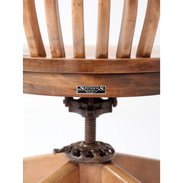 Antique Spritzer's Wood Swivel Desk Chair For Sale - Image 10 of 17