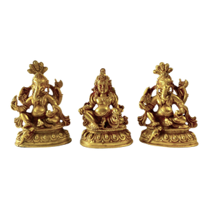 Set of Three Vintage Nepalese Deities Ganesh and Jambhala 2.5" H