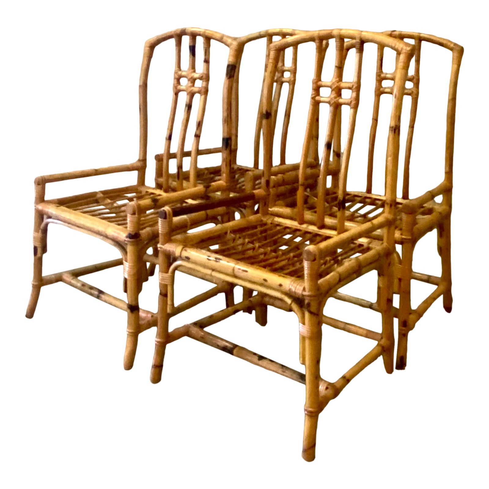 Vintage Coastal Bamboo Dining Chairs Set of 4 Chairish