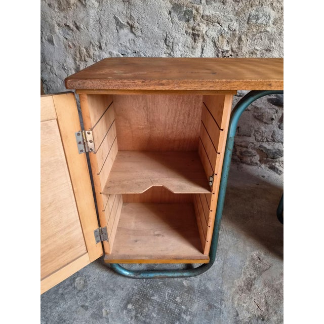 French Modern Beech and Tubular Steel Writing Desk, 1930s For Sale - Image 15 of 18