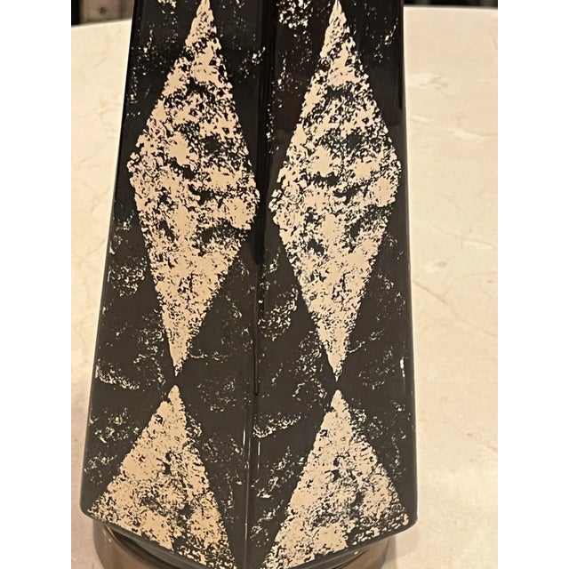 Mid Century Harlequin Pattern Obelisk Lamps in the Manner of Fornasetti - A Pair For Sale - Image 9 of 12