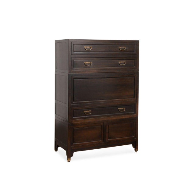 Mid-Century Modern Mid 20th Century Michael Taylor for Baker Far East Collection Drop Front Modular Secretary For Sale - Image 3 of 4