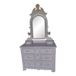 Victorian Pink Dresser With Mirror, Circa 1920's For Sale