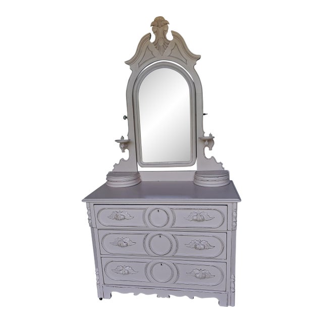 Victorian Pink Dresser With Mirror, Circa 1920's For Sale