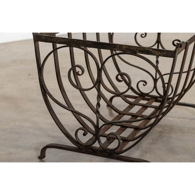 Brown Mid-Century English Brutalist Wrought Iron Log Basket, 1960 For Sale - Image 8 of 13