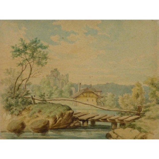 Late 19th Century Watercolor - Tudor Style Cottage by the Lake For Sale - Image 5 of 5