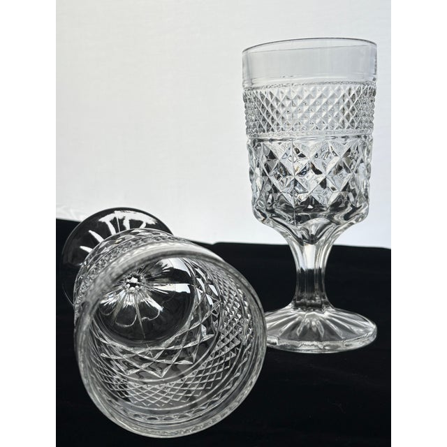 Transparent Vintage Anchor Hocking Cut Glass Wexford Water Goblets- Set of 4 For Sale - Image 8 of 9