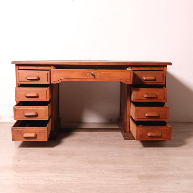 Vintage Italian Nine-Drawer Desk, 1940s For Sale - Image 10 of 18