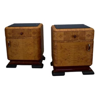 Art Deco Bedside Tables, Former Czechoslovakia, 1930s, Set of 2 For Sale