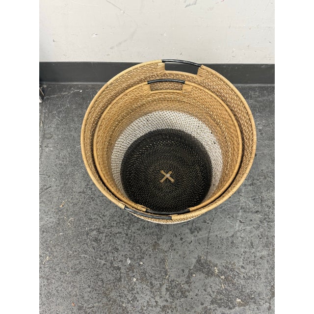 Nautical Palecek Bixby Coastal Beach Rattan Nautical Baskets - Set of Two For Sale - Image 3 of 12