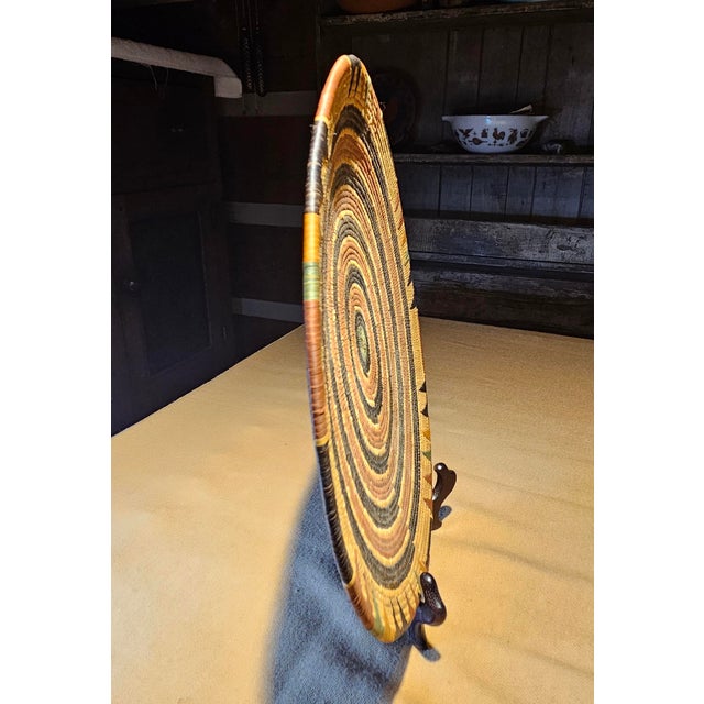 Late 19th Century Unusual Whirwhind Green Centered Pima Basket For Sale - Image 4 of 11