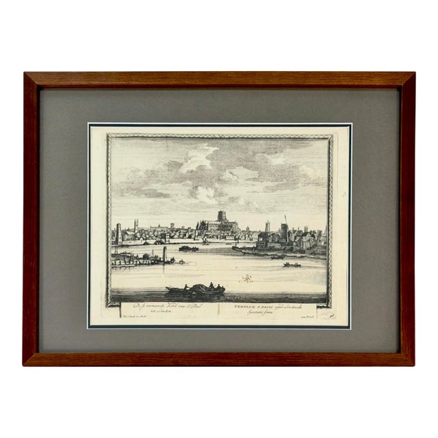 Antique c.1700 Old St Paul’s Cathedral London Engraving by Paul Schenk, Framed 12x16 For Sale