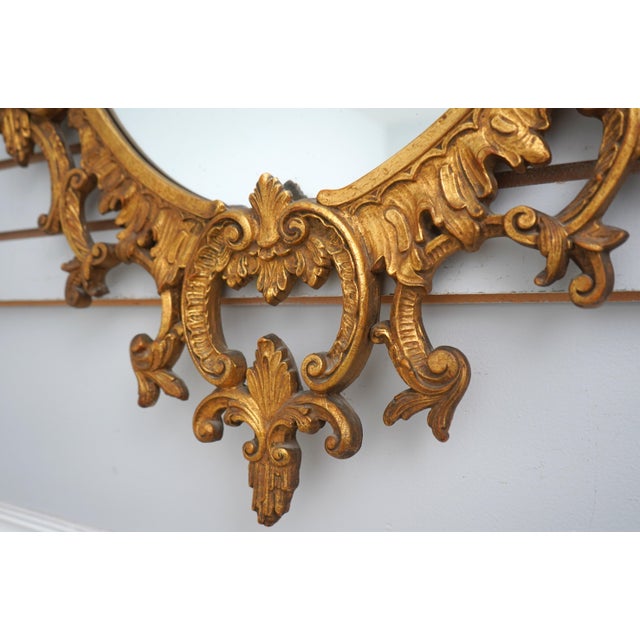 Rococo Rococo Style Ornate Gold Frame Wall Mirror For Sale - Image 3 of 10