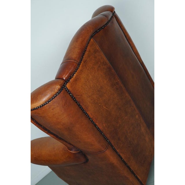 Vintage Dutch Cognac Colored Leather Club Chair For Sale - Image 11 of 18