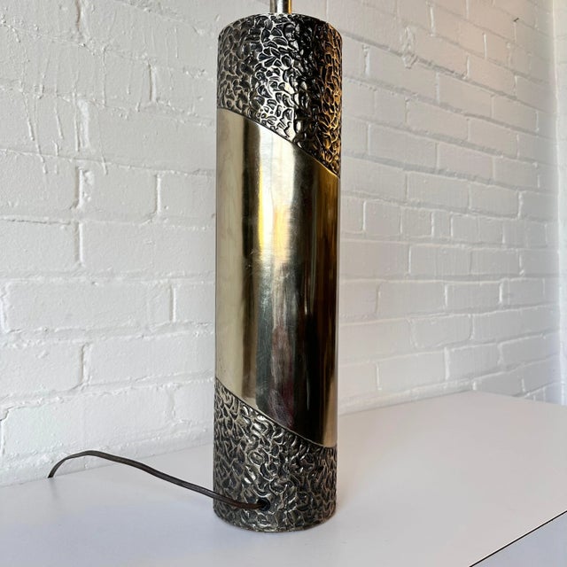 1980s Richard Barr Cast Metal Brutalist Table Lamp For Sale - Image 5 of 8