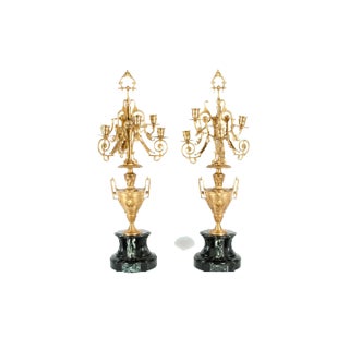 Mid-19th Century Gilt Bronze Five Arms Candelabra - a Pair For Sale