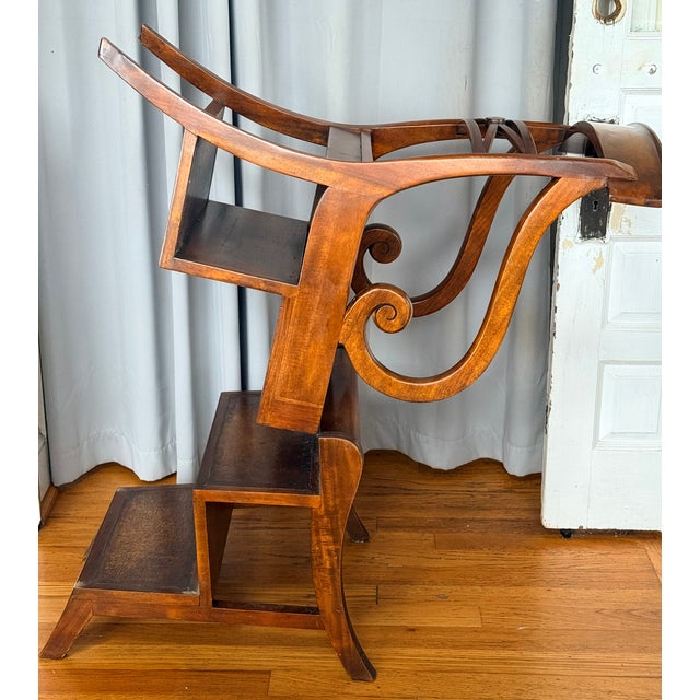 1980s 1980s Regency Mahogany and Cane Metamorphic Chair to Steps For Sale - Image 5 of 16
