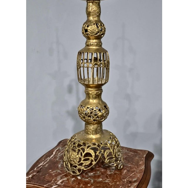 Large French Brass Candlesticks, 1910s, Set of 2 For Sale - Image 3 of 6