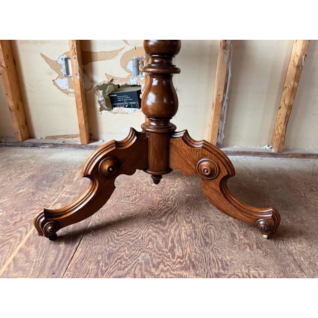 Antique Victorian Style Fold Top Parlor Center Table For Sale - Image 4 of 14