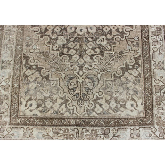 Earth Tone and Neutral Tone Vintage Persian Lilihan Rug With Medallion For Sale - Image 10 of 13