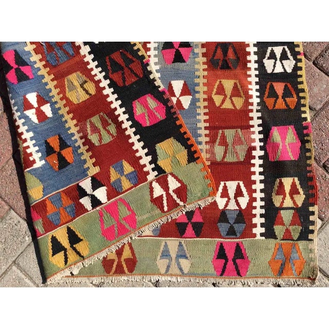Textile 1960s Hand Woven Vintage Turkish Kilim Rug - 46" X 81" For Sale - Image 7 of 10