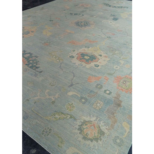 Blue Turkish Oushak Rug 11'10" x 15'8" #20399 For Sale - Image 8 of 8