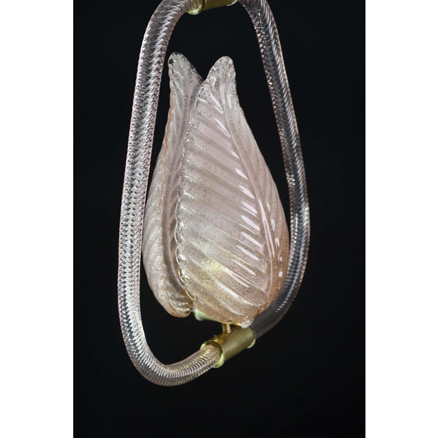 1950s 1970s Elegant Pink Art Decò Barovier E Toso Pendant Light Murano Glass For Sale - Image 5 of 11