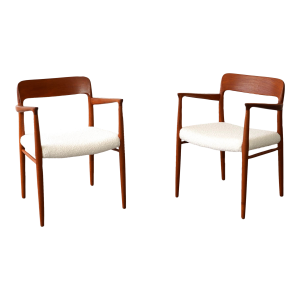 1950s Pair of Danish Modern Solid Teak j.l Møller Model 56 Arm Chairs