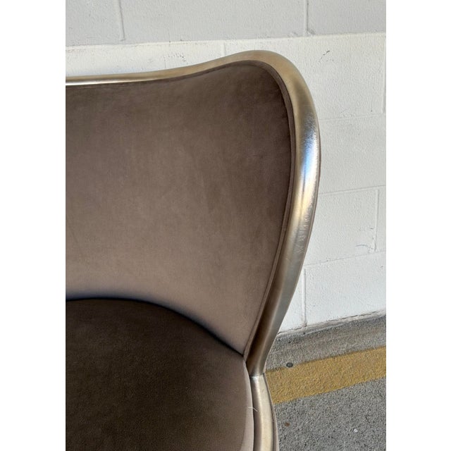 Caracole Caracole Modern Taupe Velvet Mariposa Swivel Chairs Pair For Sale - Image 4 of 6