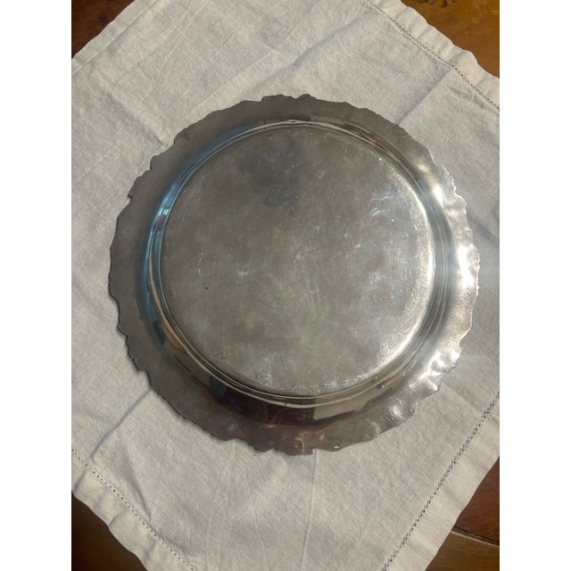 Hollywood Regency Vintage Grapevine Silver-Tone Serving Platter For Sale - Image 3 of 5