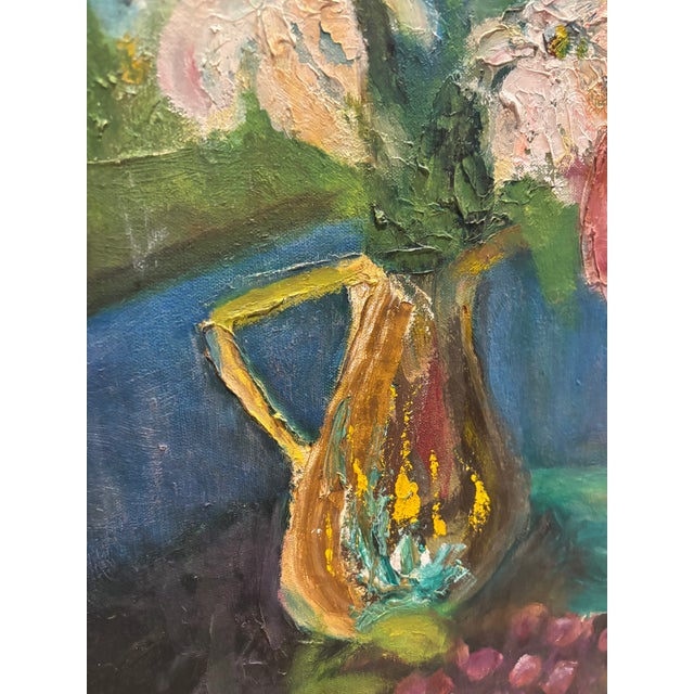 Vintage Original Art 1960s Authentic MCM Impressionist Floral Still Life Oil Painting – Signed For Sale - Image 11 of 17