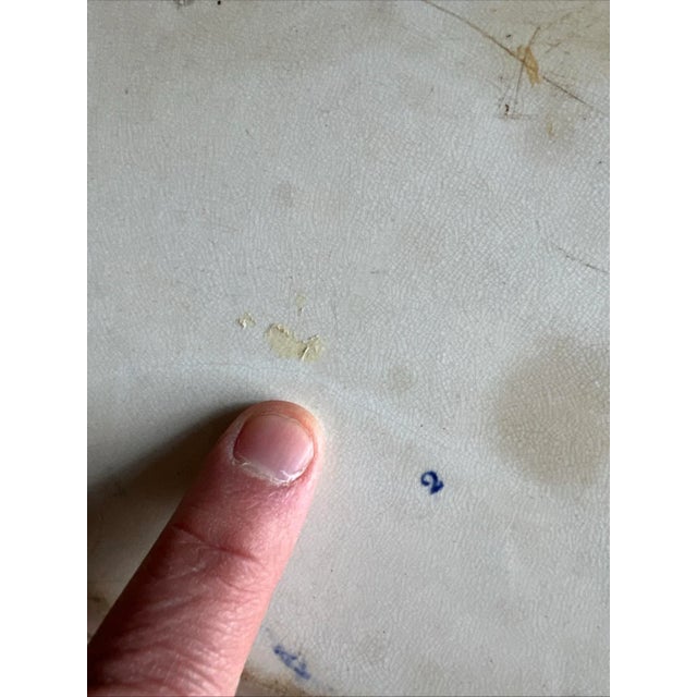 Antique Dark Blue Transfer Decorated Staffordshire Platter, "Wild Rose" For Sale - Image 6 of 12