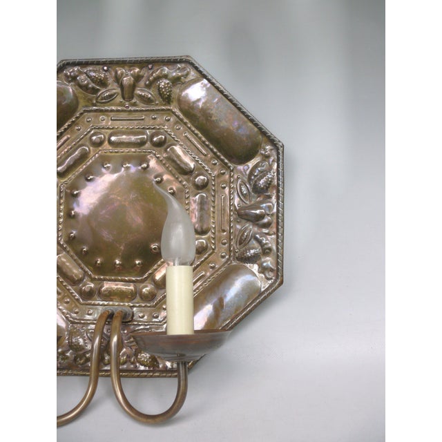 Vintage Art Nouveau Wall Lamp in Patinated Brass, 1890s For Sale - Image 9 of 17