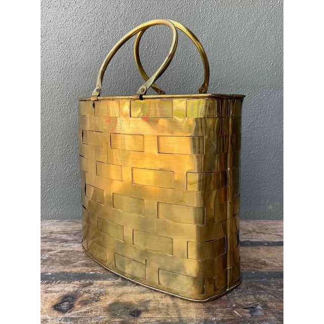 Vintage Brass Woven Bag For Sale - Image 4 of 12