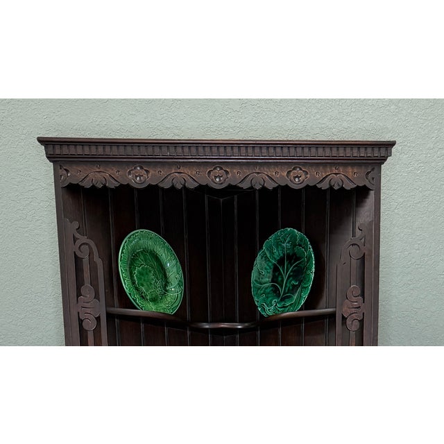 Brown Antique English Jacobean Corner Cabinet Barley Twist Legs Oak Key Tall 1920s For Sale - Image 8 of 18