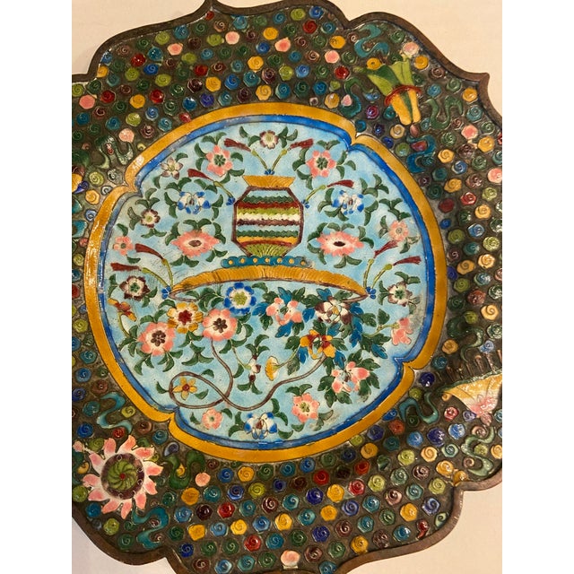 Chinese Pair of Early 20th Century Chinese Cloisonné Enamel Plates For Sale - Image 3 of 12