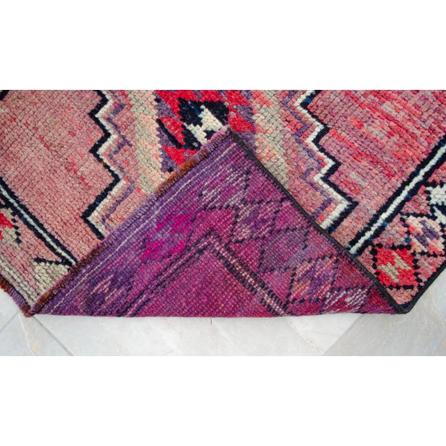 1960s Runner Rug Turkish Hand-Knotted Rug Pink Hallway Decor Kitchen Runner 3x10 Ft Approx For Sale - Image 13 of 14