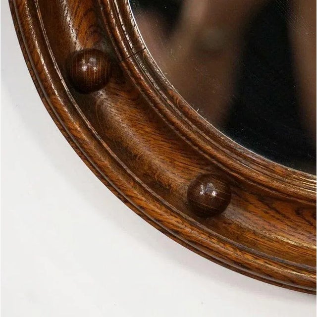 Regency Style Round Mirror With Oak Wood Frame From England (Diameter 16 1/2) For Sale In Austin - Image 6 of 12