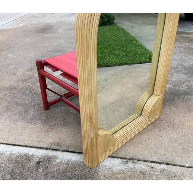 1980s Coastal Deco Revival Pencil Reed Wall Mirror For Sale - Image 4 of 9