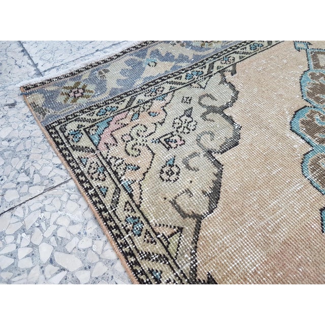 Anatolian Oushak Pastel Color Ushak Area Rug 3'8" X 12'9" For Sale In Philadelphia - Image 6 of 12