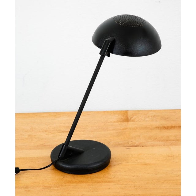 Mid-Century Modern Round Metal Black American Desk Table Lamp For Sale - Image 4 of 9