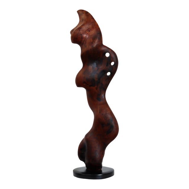 Diva - Medium Size Abstract Organic Form Redwood Sculpture on Wood Base Original Artwork by Joe Garnero For Sale