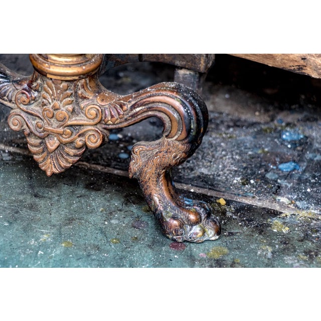 19th Century Antique Lion Paw Brass and Iron Andirons—A Pair For Sale - Image 5 of 12