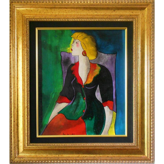 Early 21st Century "Jour de Fete" Oil Painting by Linda Le Kinff For Sale - Image 4 of 4